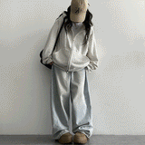 Odo Tantan Zurry Oversized-Fit Plain Hooded Zip-Up (7 colors)