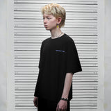 フェイクナット ステイン ロゴブラックボクシー オーバーサイズ Tシャツ