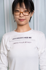 "HIRE ME" CONVERTIBLE  LONG SLEEVE (WHITE)