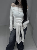 chio off-shoulder strap knit (3color)