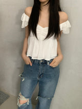 Raimon Shirred Chiffon Crop Blouse