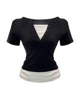 ジェナ レイヤード ボタン T(3color)