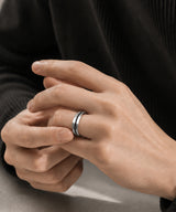 NR-302 Curved Black Line Matte Silver Surgical Ring
