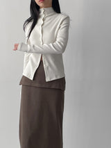 Rib Mock Neck Cardigan T-Shirt