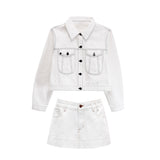 White Denim Jacket & Mini Skirt Set