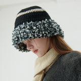 Fluffy Ring Crochet Hat (Black)