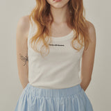 リブジャージーレタリングノースリーブTシャツ