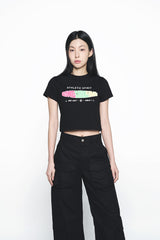 25SS サークルフレームロゴクロップショートスリーブTシャツ ブラック