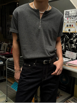 [S/S] ジッパーヘンリー ネック ハーフ ニット(4color)