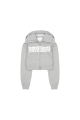 クロップロゴフードジップアップ (GRAY)