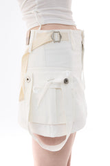  UNBALANCE CAGO SKIRT PANTS / WHITE