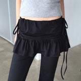 Pinshu Currot Flared String Skirt Bootscut Pantskirt Pants