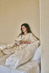 (24218WTLLN) ULLALA PAJAMAS Le Mans Long Sleeve Two-Piece Cream (30'S) Free Size