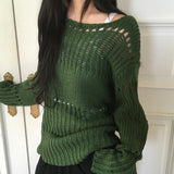 [MADE] Tens Crochet Mesh Oversized-Fit Boat Neck Knitwear