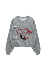  CHARLOTTE CAT RIBBON SWEATSHIRT / MELANGE