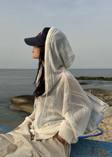 MESH KNIT HOOD ZIP-UP