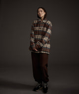 W COZY HAIRY CHECK JACKET NAVY