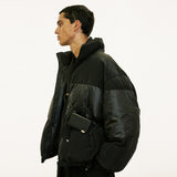 reversible wrinkles nylon high neck puffer