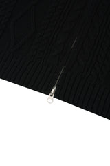 collar knit zip-up [black, ivory]