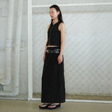 Pocket zipper Sleeveless Shirt Black