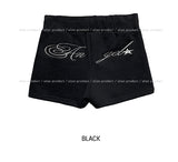 Star angel hip embroidery shorts