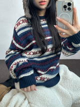 ノルディックスノーフラワーディアニット🦌❤💙🩶3COLOR