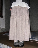 (3color) Tiny Floral Tiered Long Skirt