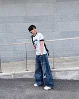 Part Blue Wash Distressed Denim