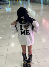 leopard print eye love oversized fit hoodie