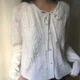 Komae ボカシパールリボンニットカーディガン