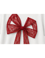 Nerine Lace Ribbon Half Sleeve T-shirt White