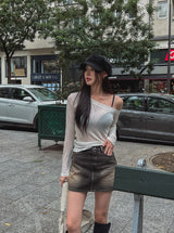 [Wool 30%] アーバンオフショルダーテンセルロングスリーブレス