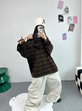 ショルダースナップウォーマーポイントストリッピードニット🤎🖤🧸 - 2カラーズ