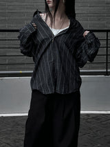 [unisex] オーバーフィットストライプシャツ (2color)