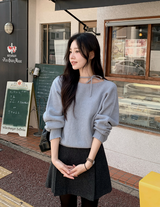 #ワンショルダーリボンボートネックタイニット (4color)