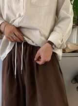 [ LOOKPLE x LEBELMENT ] クールピンタックリネンワイドショーツ
