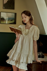 ULLALA PAJAMA Bella Short-sleeve Twp-piece Cream[24149WTSSN]