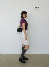 レースVネックストラップクロップトップ (WHITE, PURPLE 2COLORS!)