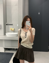 Rear Cool Linen Ribbed Short Sleeve Knit / 4 colors