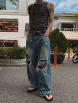 ロードダメージワイドデニムパンツ