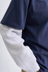 Waffle damage layered long sleeve