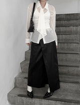 Revon Crack Leather Long Skirt