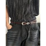 [Handmade] Slim crocker leather belt(4color)