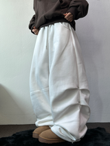 FLEECE❤RIVET TWO PIMTUCK LONG PANTS 🖤🤍🩶3COLOR