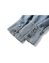 Mia Belted Gold Raglan Shirt Light Blue Denim