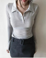 conte tone wool button collar top