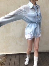 Back Note Back Strap Oversized Long Sleeve Shirt