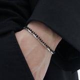 Men's ブレスレットブラックビーズサージカルスチール_CLEF ゲートシグナル