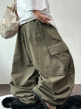 LOOSE CARGO BANDING BALLOON PARACHUTE BALLOON COTTON PANTS 💚🐣🖤 - 3 COLORS