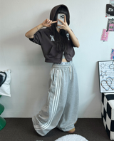 CUTIE DOWN SNAP 🤎🎀 トラックスリーラインパンツ 🧸💕💙🩶🖤6COLOR